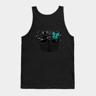 Eye contact dark roses corset with butterfly 2 (round base) Tank Top